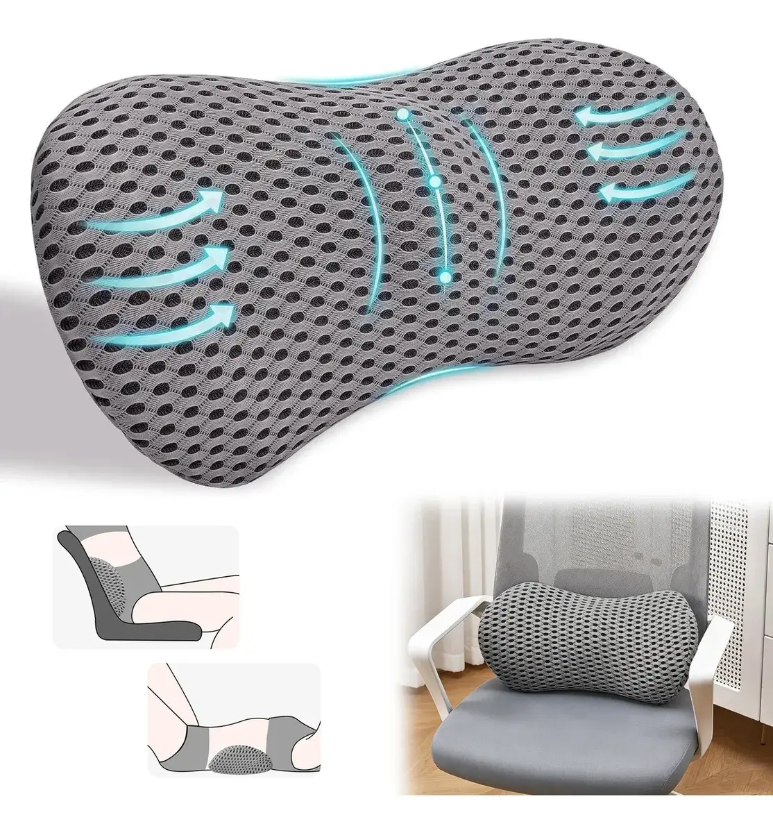 Almohada lumbar de espuma viscoelástica para silla de oficina