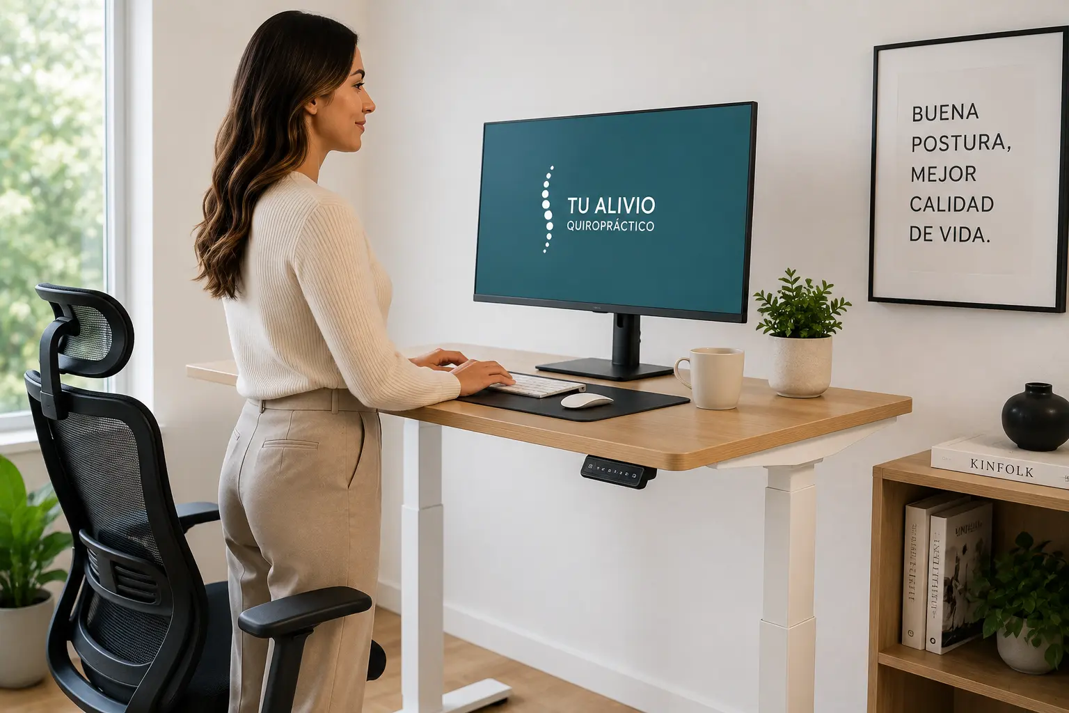 Escritorio elevable ergonómico para alternar entre trabajar sentado y de pie