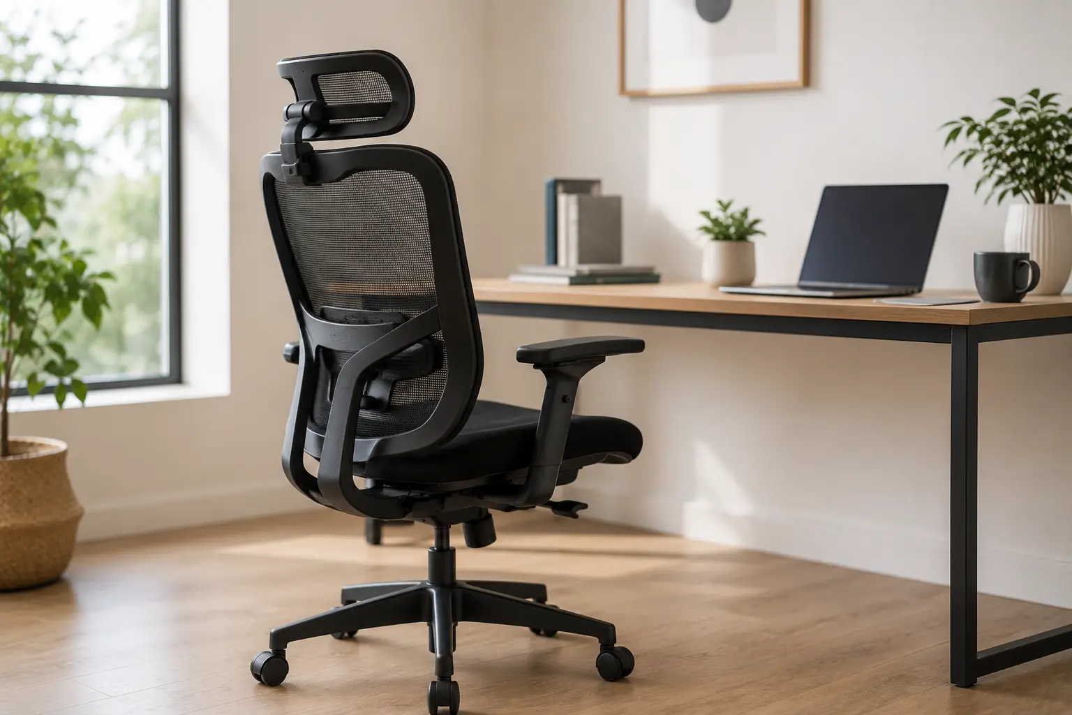 Silla ergonómica con soporte lumbar para trabajar con mayor comodidad